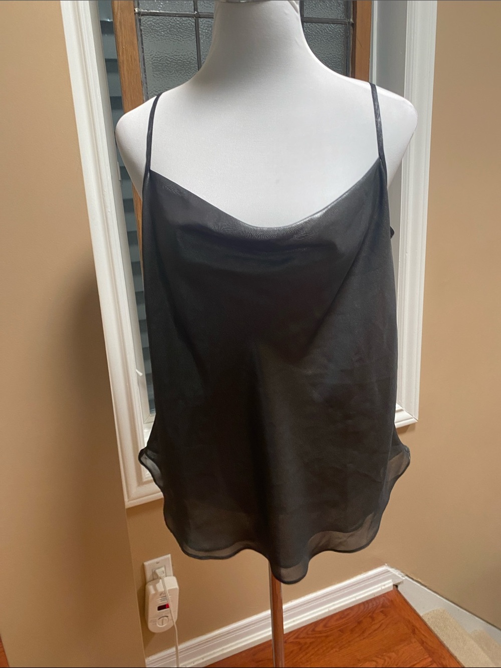 Pewter colour  Satin Cowl Neck Camisole with Spaghetti Straps
